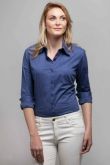 CAMISA JEANS ESCURO DET. ROSA